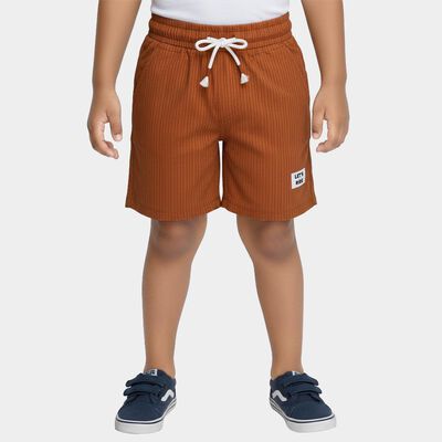 Boys' Rust Orange Ribbed Elastic Waist Bermuda Shorts