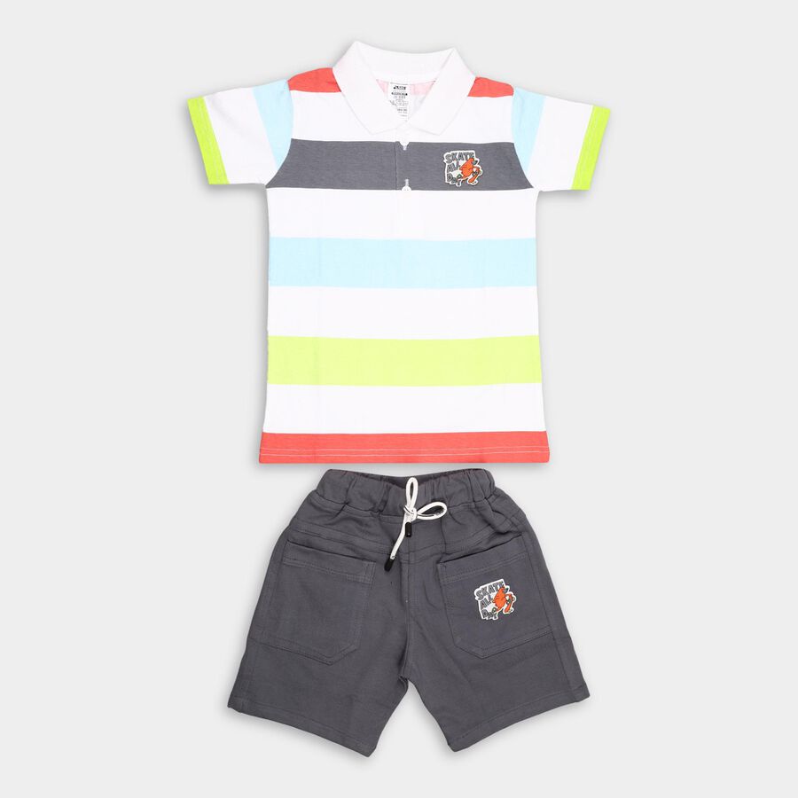 Boys' 100% Cotton Knit Baba Suit , White, large image number null