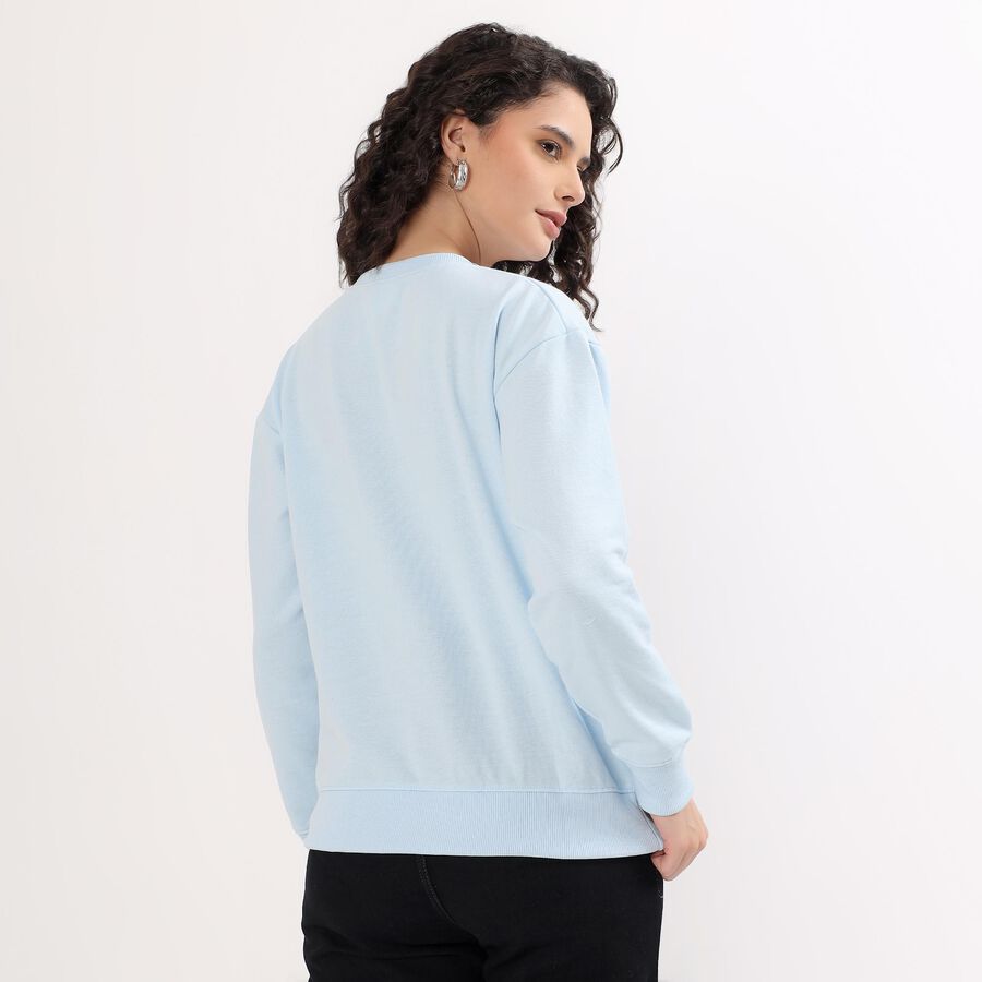 Women's Light Blue Crew Neck Casual Sweatshirt, हल्का नीला, large image number null
