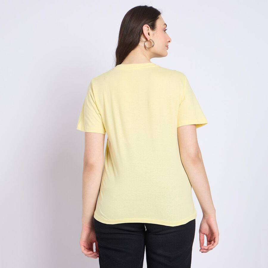 Ladies' 100% Cotton Round Neck T-Shirt , Yellow, large
