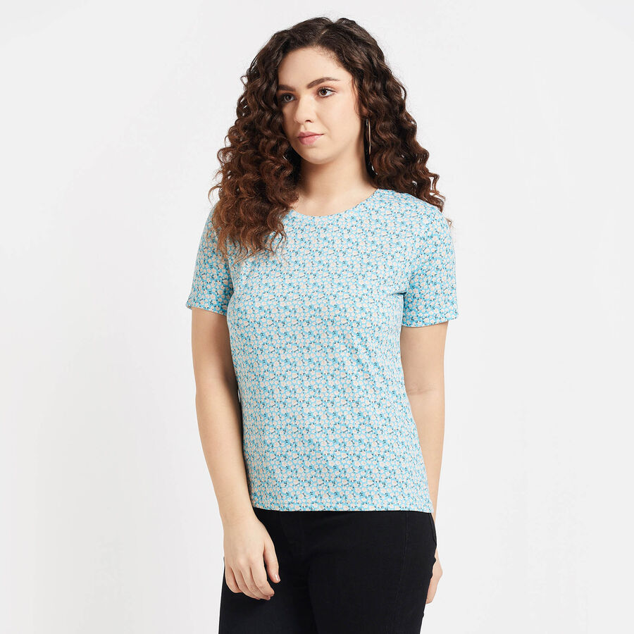 Round Neck T-Shirt, Aqua, large image number null