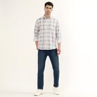 Men's Muted Grey and White Cotton Full Sleeve Spread Collar Casual Shirt, Brown, small