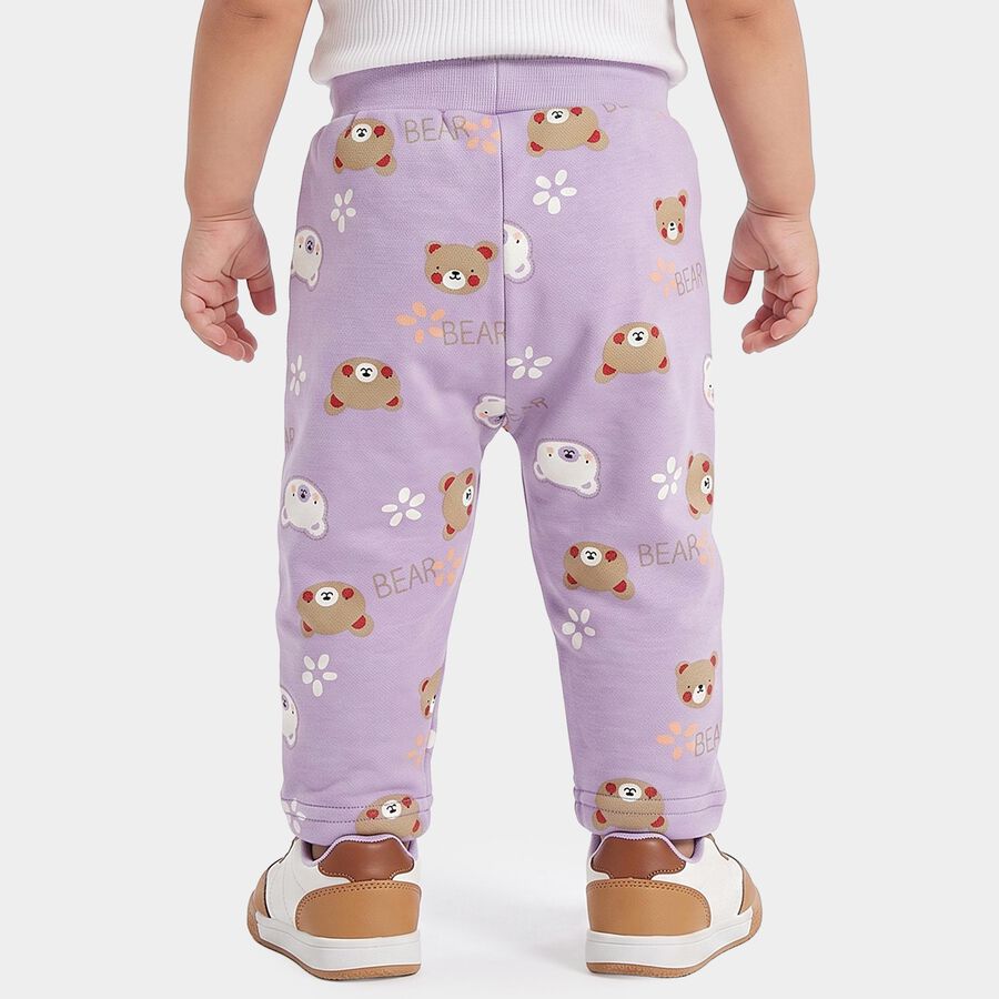 Infants' Purple Jogger Bear Printed Pyjama, बैंगनी, large