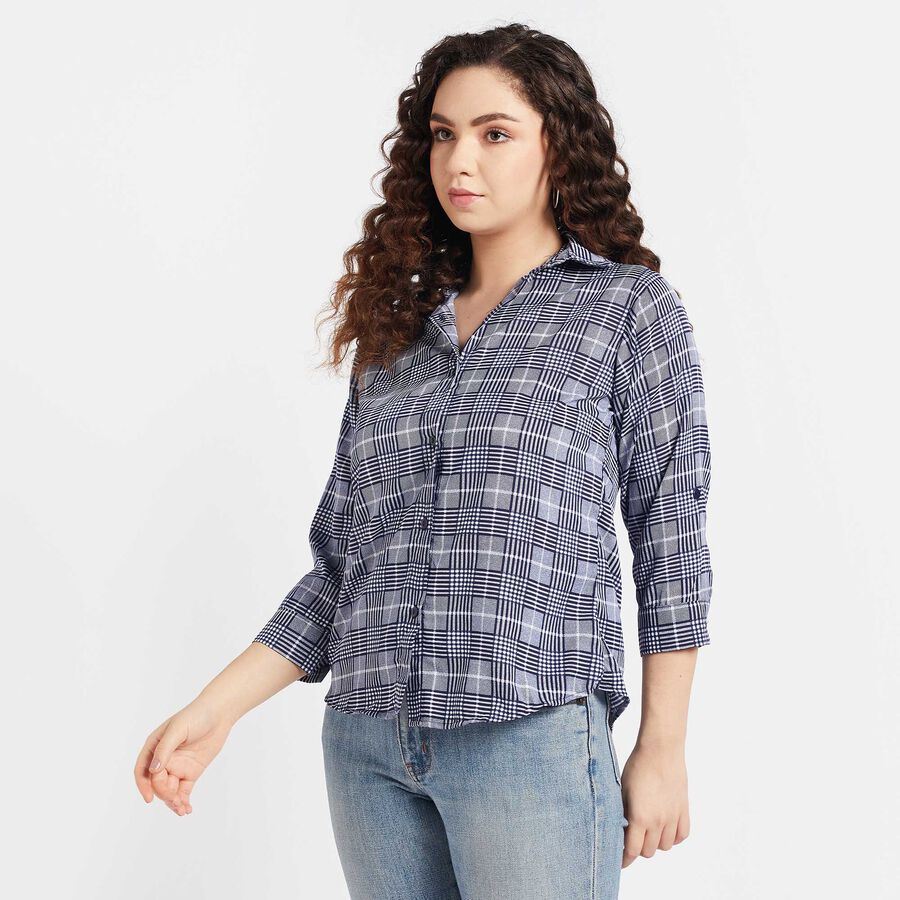 Checks Shirt, Navy Blue, large image number null