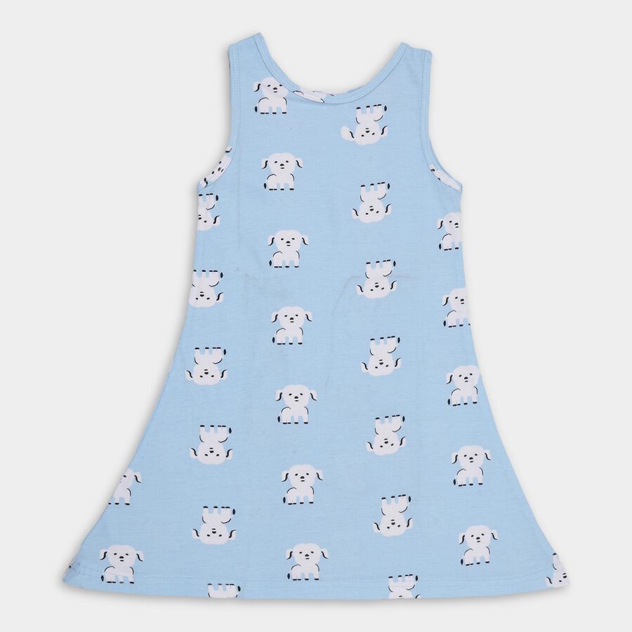 Girls' 100% Cotton Frock, Light Blue, large