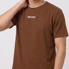 Men's Brown Round Neck Graphic Print Regular T-Shirt, भूरा, small