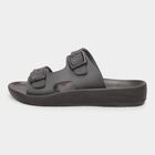 Men's Jet Black Buckle Strap Sandals, काला, small