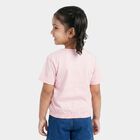 Girls Pink Cotton Round Neck Regular T-Shirt, Light Pink, small