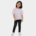 Girls' Lilac Round Neck Casual T-Shirt, लाइलेक, small