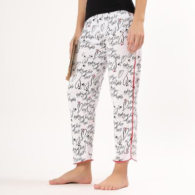 Women's Muted Charcoal Black Printed Full Length Pyjama