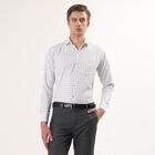 Men's Light Grey Spread Collar Checked Formal Shirt, हल्का ग्रे, small