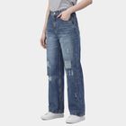 Women's Blue Slim Fit Classic Jeans, Mid Blue, small