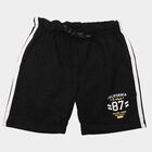 Boys' Black Regular Fit Printed Athletic Bermuda Shorts, चारकोल, small