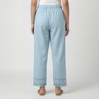 Women's Light Blue Cotton Wide-Leg Palazzos, Light Blue, small