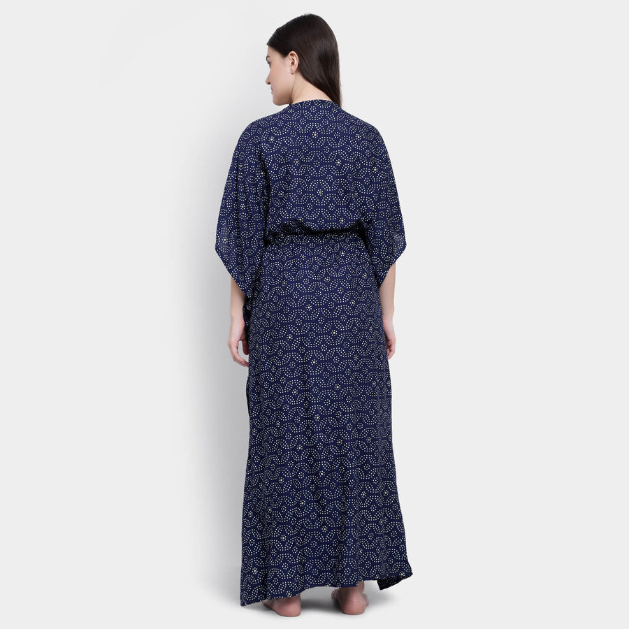 All Over Print Full Length Nighty, Navy Blue, large image number null