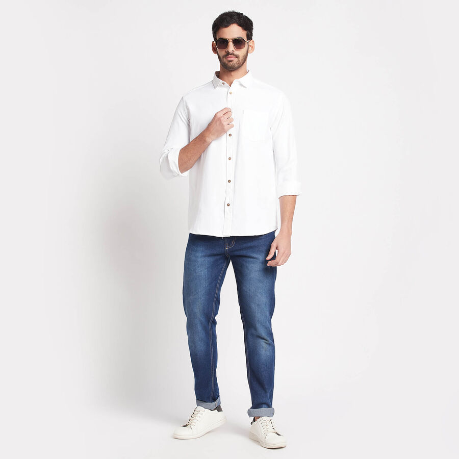 Solid Casual Shirt, White, large image number null