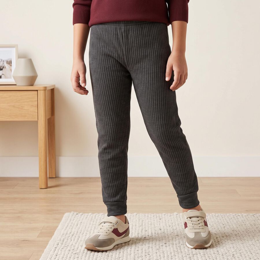 Boys' Charcoal Long Johns Thermal, Charcoal, large