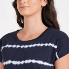 Cotton Stripes Dress, Navy Blue, small image number null