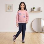 Girls' Pink Round Neck Pullover Sweatshirt, Light Pink, small