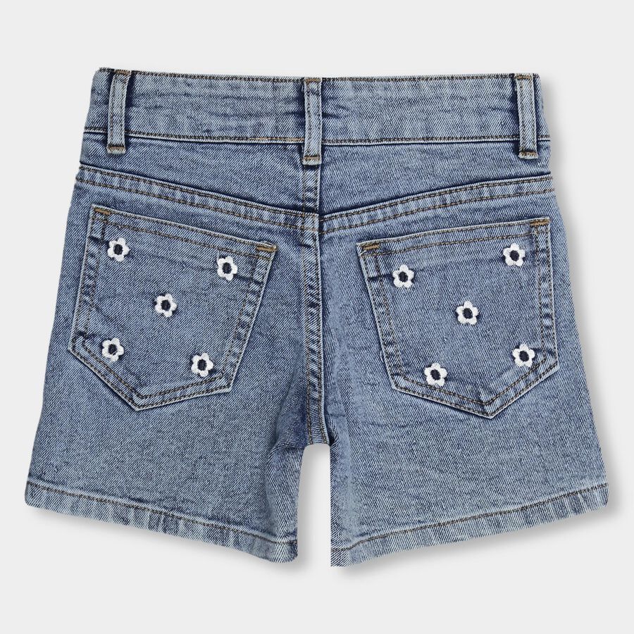 Girls' Buttoned Shorts, Light Blue, large image number null