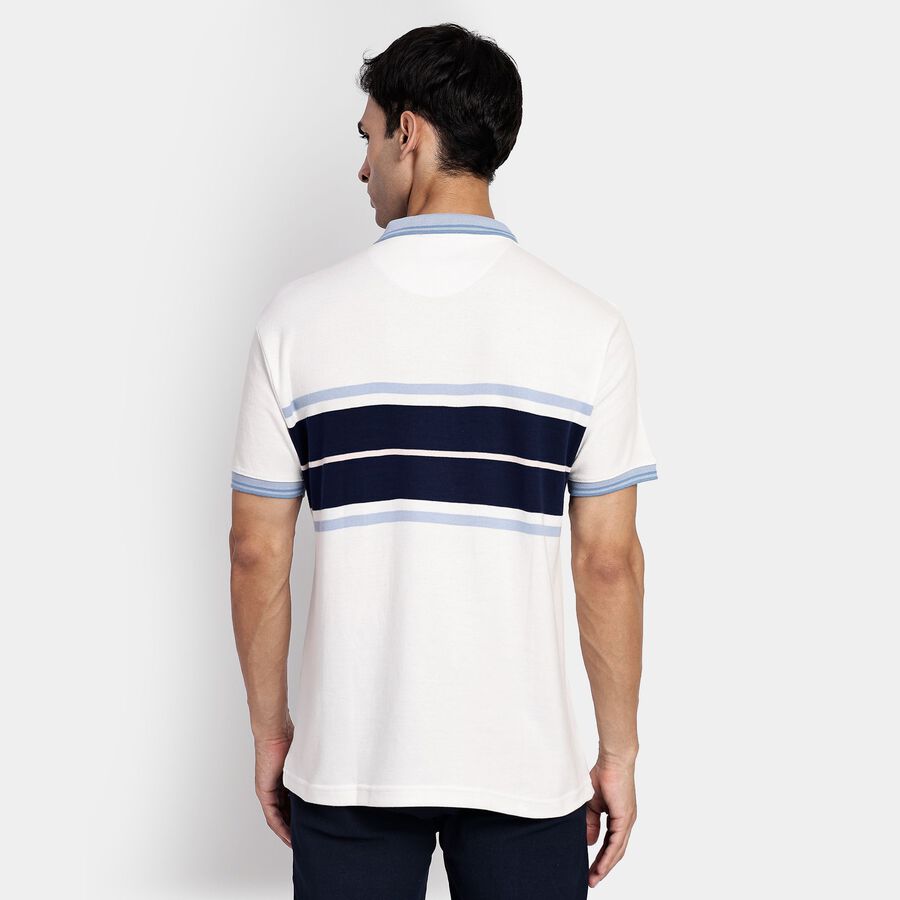 Men's 100% Cotton Collared Half Sleeves T-Shirt, White, large image number null