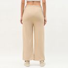 Women's Light Beige Relaxed Fit Ribbed Harem Pants, गहरा पीला, small