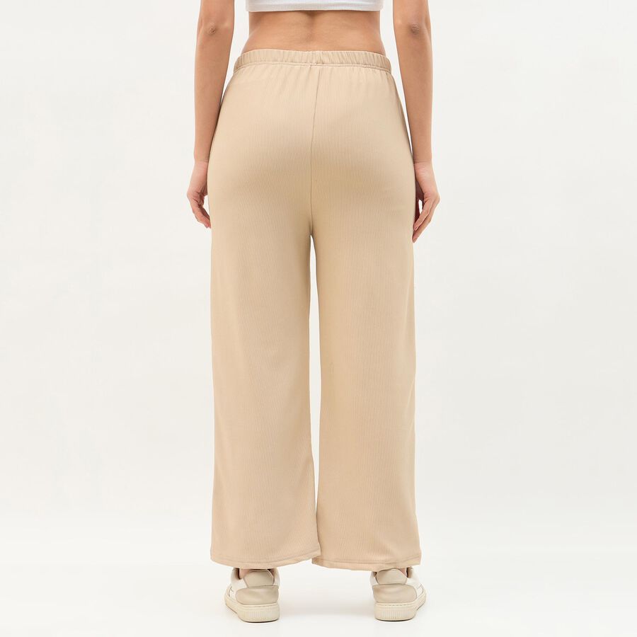 Women's Light Beige Relaxed Fit Ribbed Harem Pants, गहरा पीला, large