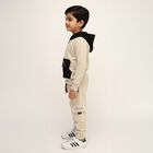 Boys' Beige Hooded Half-Zip Baba Suit, Beige, small image number null