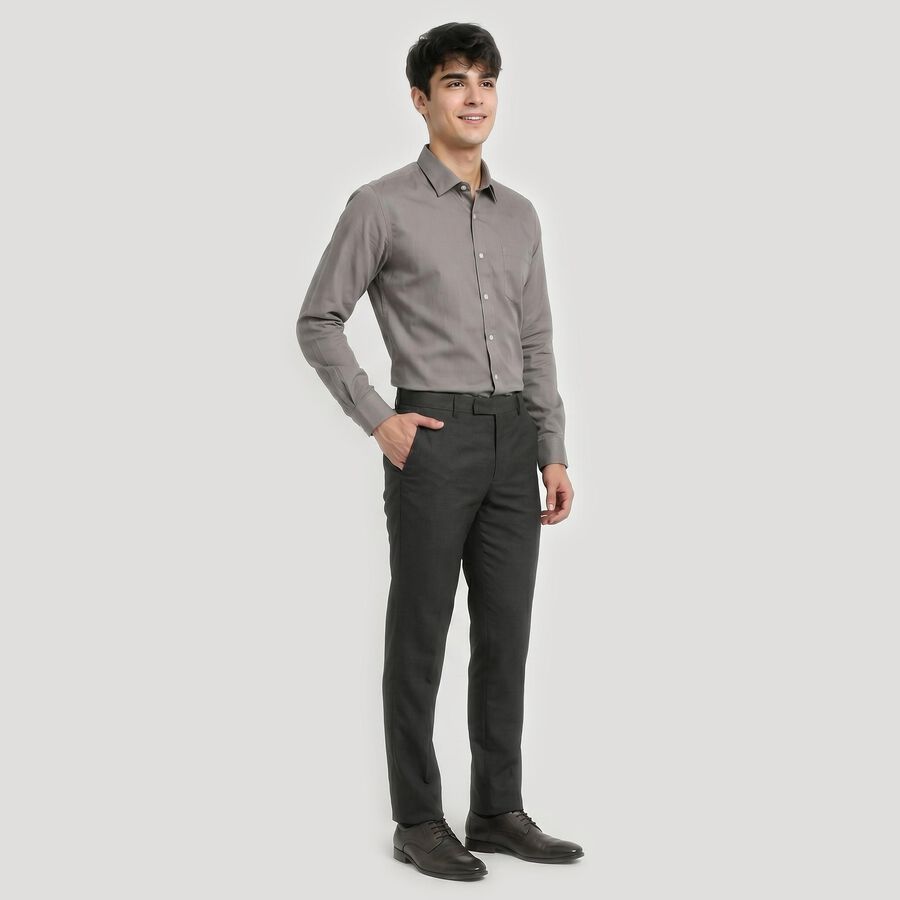 Men's Grey Regular Fit Formal Shirt, गहरा ग्रे, large