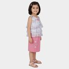 Girls White Floral Sleeveless Top and Pink Skirt Set, Light Pink, small