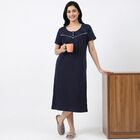 Women's Navy Blue Round Neck Maxi and Gown Nighty, Navy Blue, small
