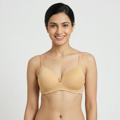 Women's Beige Padded Wired T-Shirt Bra