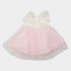 Girls' Pink Fit and Flare Floral Applique Party Wear Frock, हल्का गुलाबी, small