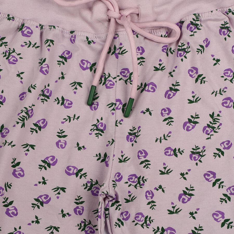 Girls' Lilac Regular Fit Floral Printed Pyjama, Lilac, large