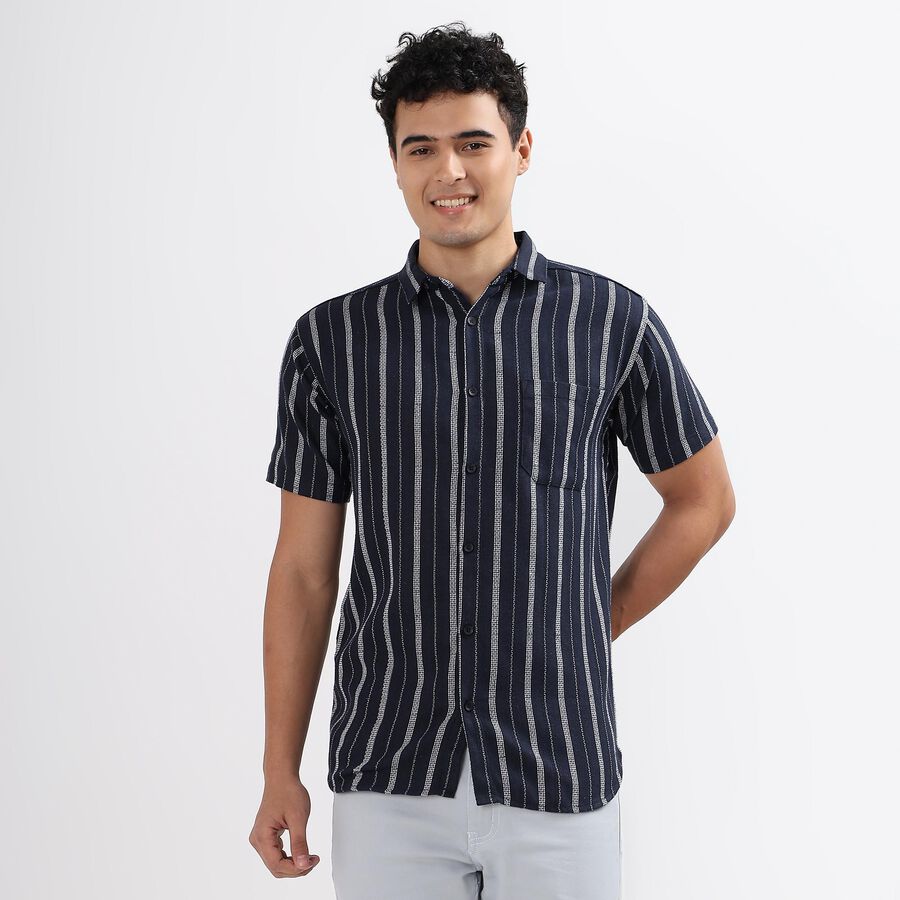 Men's Casual Shirt, Navy Blue, large