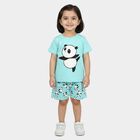 Girls Aqua Crew Neck Short Set Upper and Bottom Set, एक्वा, small