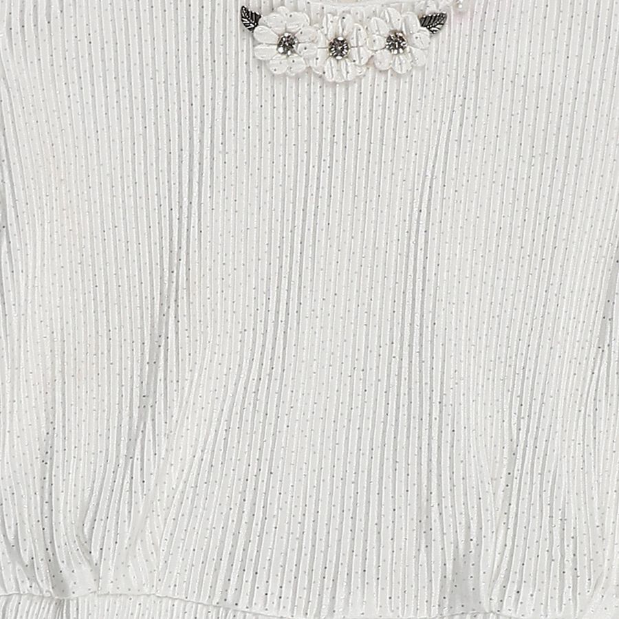 Girls Snow White Round Neck Casual T-Shirt, White, large image number null