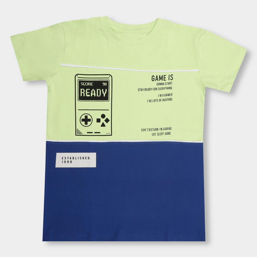 Boys' 100% Cotton Half Sleeves T-Shirt , हल्का हरा, large image number null