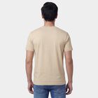 Men's Beige Round Neck Casual T-Shirt, Beige, small
