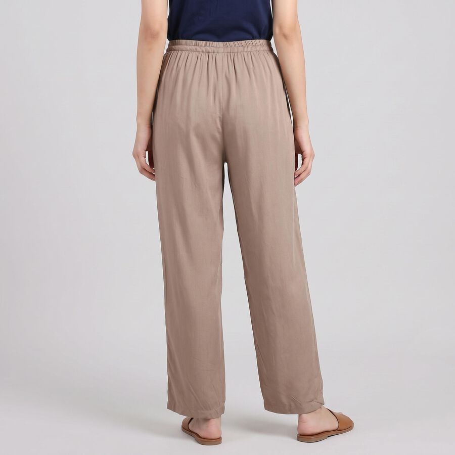 Women's Grey Regular Fit Solid Elastic Waist Palazzos, हल्का ग्रे, large