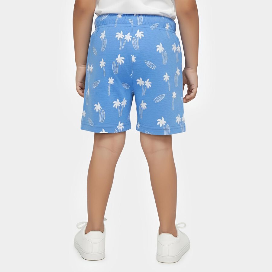 Boys' Blue Regular Fit Tropical Printed Bermuda Shorts, Light Blue, large