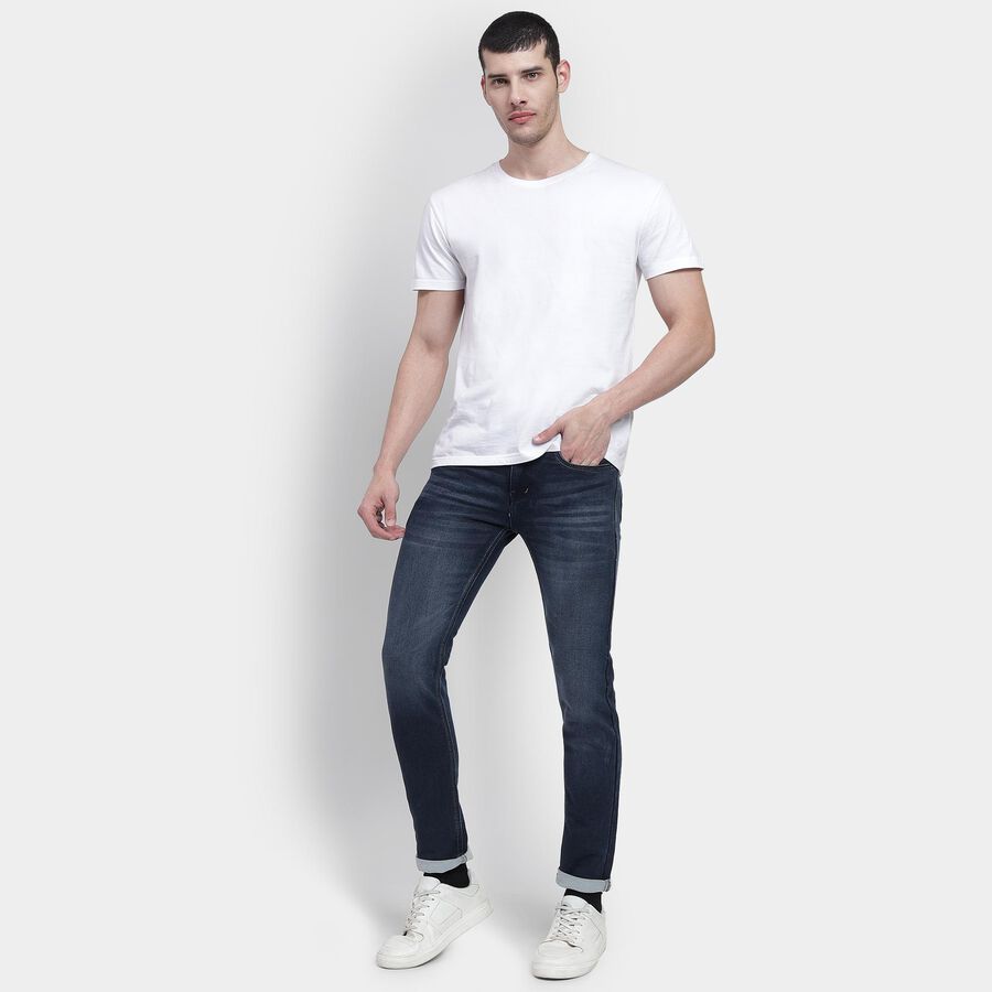 Men's Slim Fit Jeans, गहरा नीला, large image number null