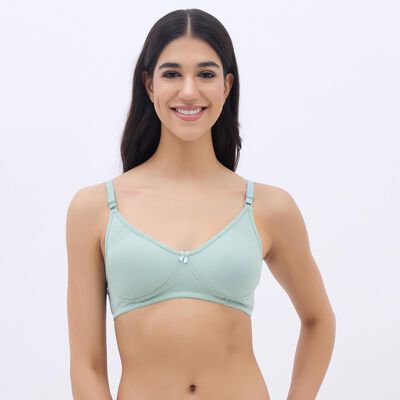 Women's Soft Mint Green Wire-Free Basic Bra