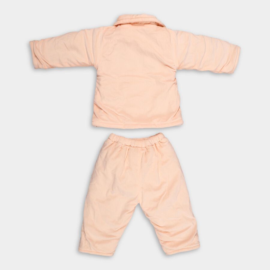 Infants Peach Collared Casual Style Jump Suit, Peach, large image number null