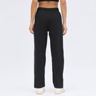 Women's Jet Black Regular Fit Side-Striped Track Pants, Black, small image number null