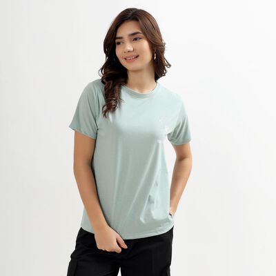 Women's Light Sage Green Round Neck Casual T-Shirt