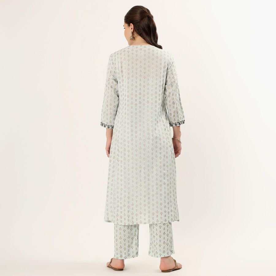 Women's Light Blue Floral Printed Ethnic Set, हल्का नीला, large