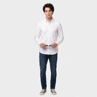 Men's White Cotton Long Sleeve Spread Collar Regular Fit Shirt, White, small