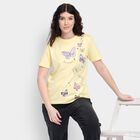Ladies' 100% Cotton Round Neck T-Shirt, पीला, small
