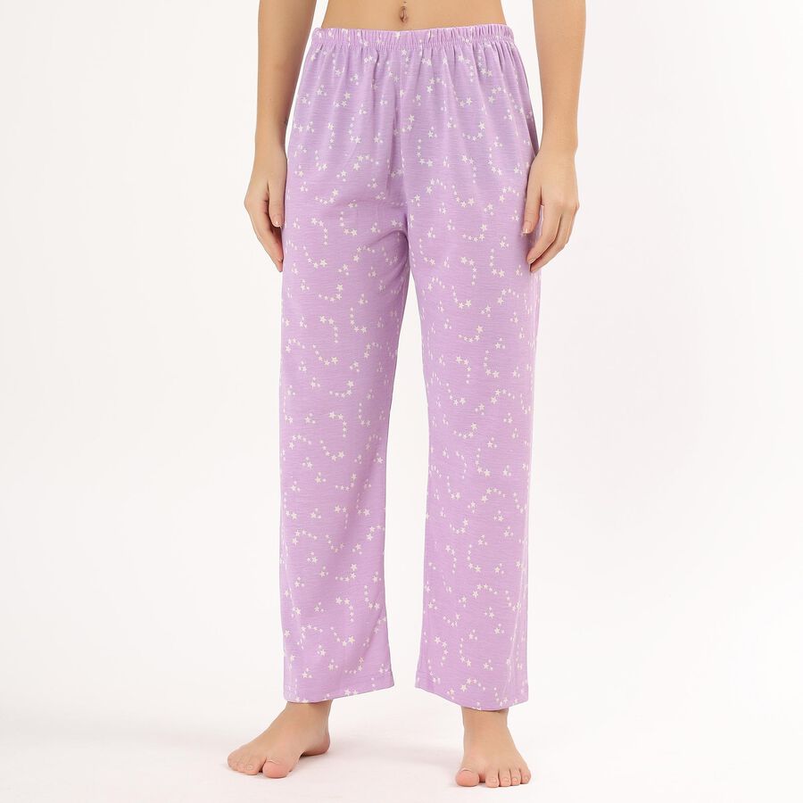 Women's Lavender Star Printed Full-Length Pyjama, Lilac, large image number null